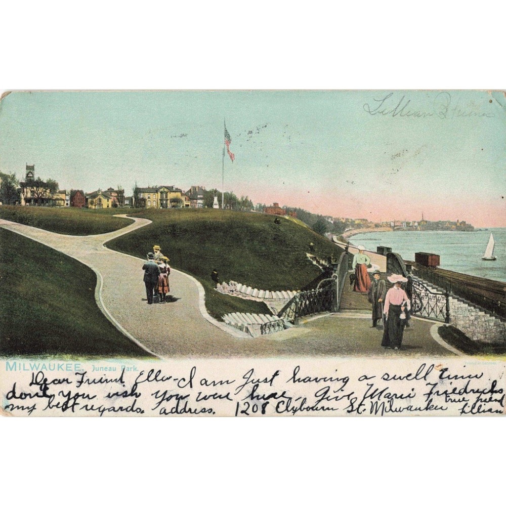 Vtg 1907 Milwaukee Wisconsin Juneau Park Postcard Raphael Tuck Series 2175 VG